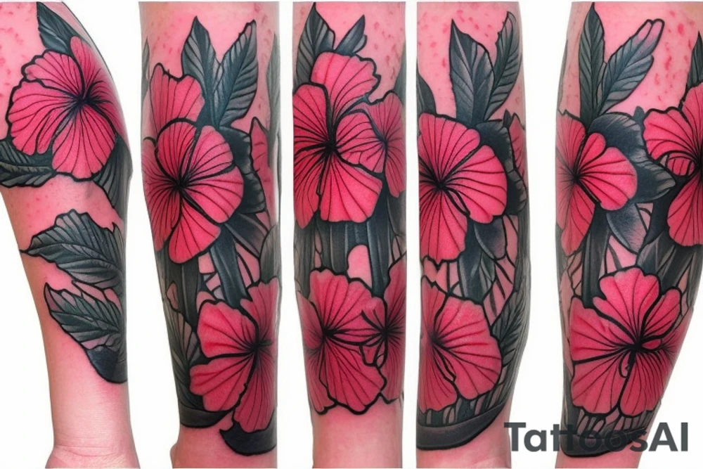 Glowing hibiscus flower tattoo idea