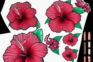 Glowing hibiscus flower tattoo idea
