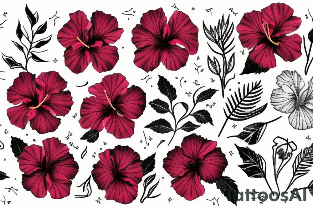 Glowing hibiscus flower tattoo idea