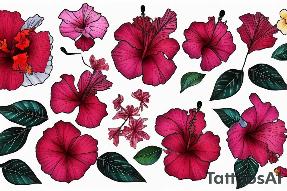Glowing hibiscus flower tattoo idea