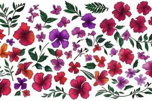 A trippy looking colorful hibiscus flower tattoo idea