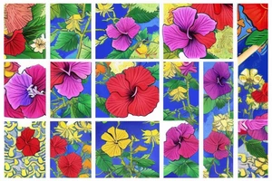 A trippy looking colorful hibiscus flower tattoo idea