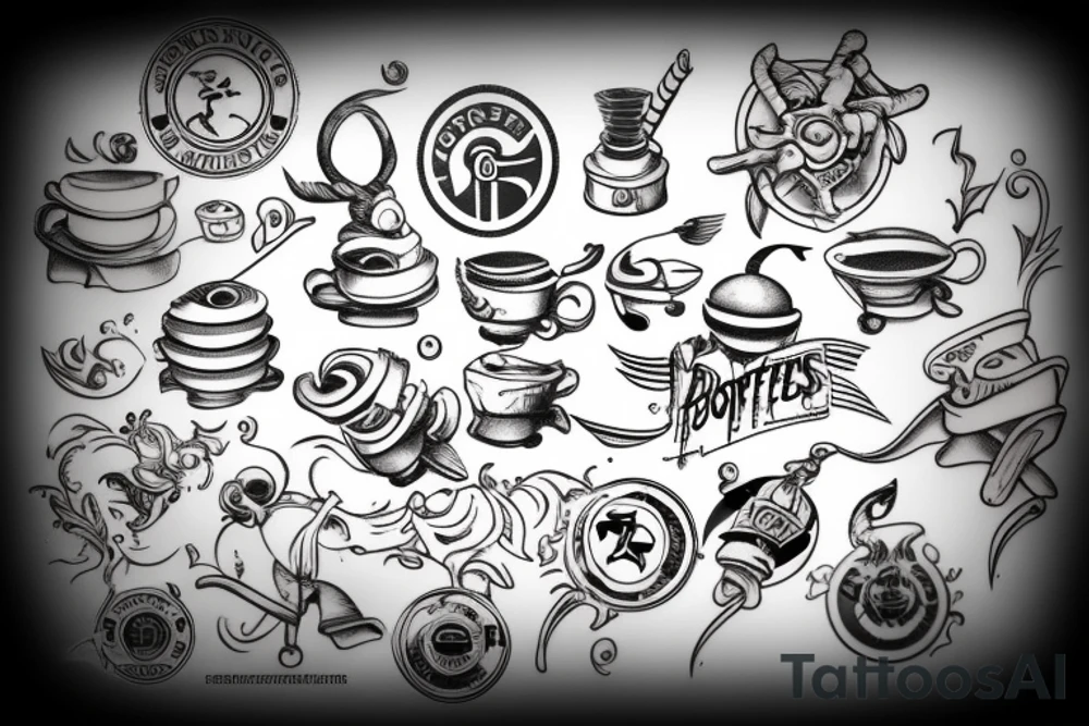 espresso portafilter spilling forming a sea of thieves logo tattoo idea