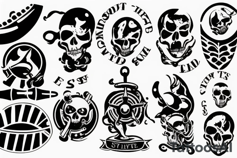 espresso portafilter spilling forming a sea of thieves logo tattoo idea