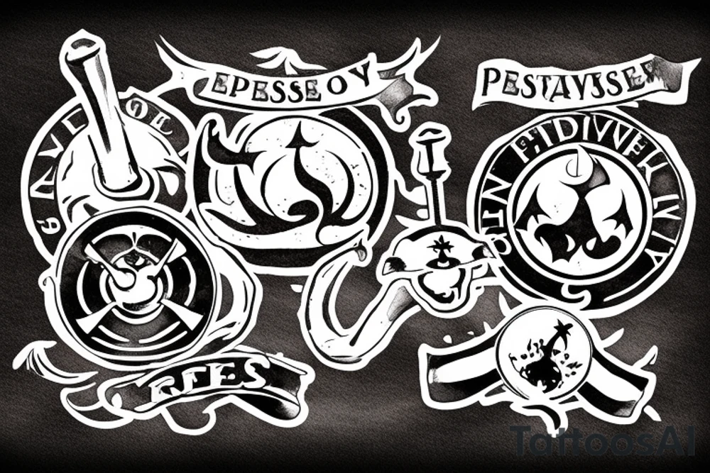 espresso portafilter spilling forming a sea of thieves logo tattoo idea