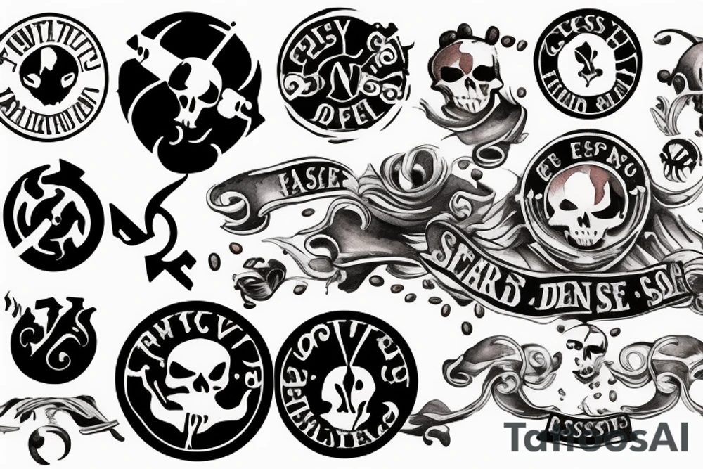 espresso portafilter spilling forming a sea of thieves logo tattoo idea