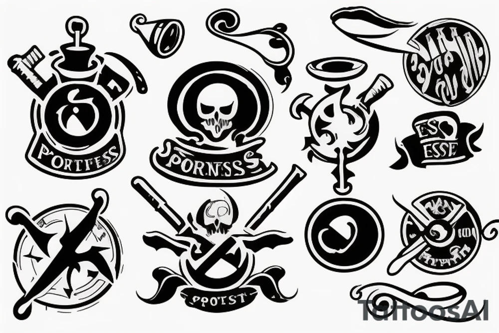 espresso portafilter spilling forming a sea of thieves logo tattoo idea