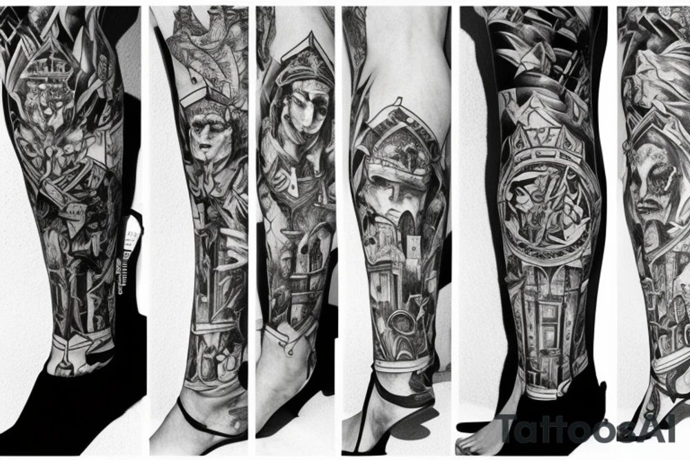 a castle with a dense shading but a leg tattoo idea a castle with a dense shading but a leg tattoo idea
