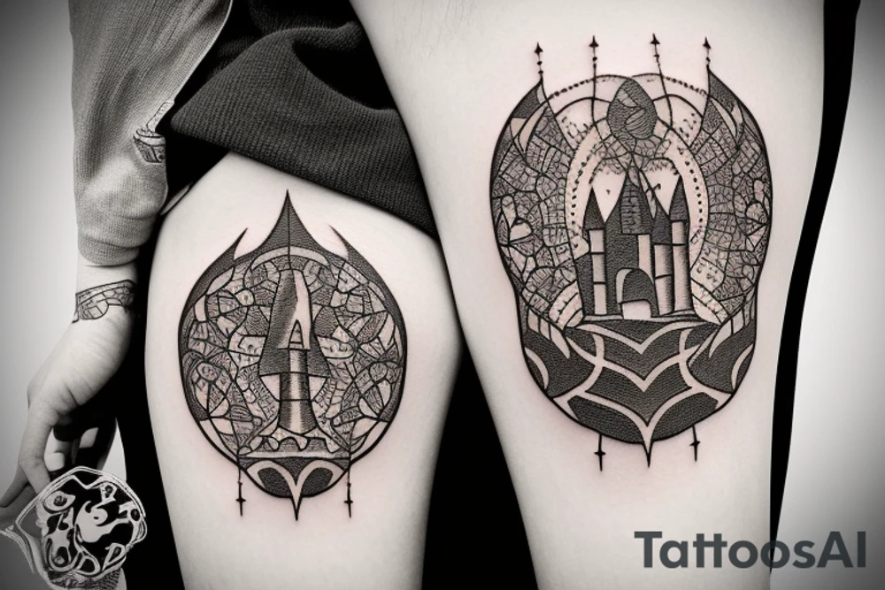 hard-painted castle tattoo idea