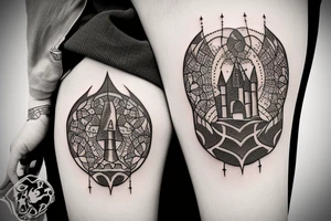 hard-painted castle tattoo idea
