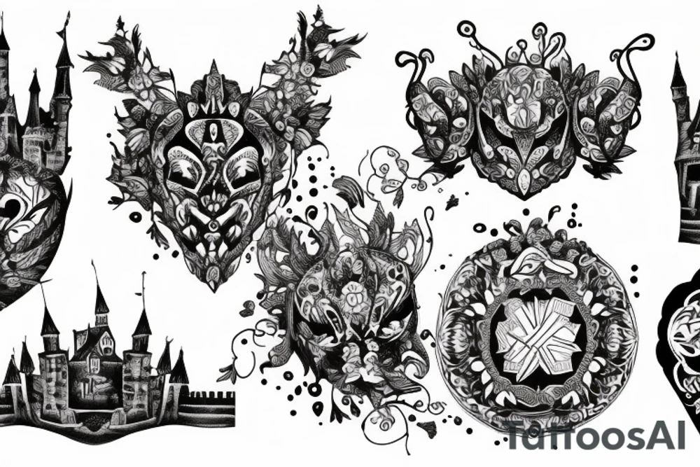hard-painted castle tattoo idea