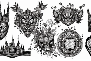 hard-painted castle tattoo idea