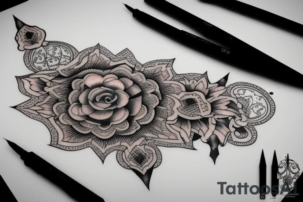 hard-painted castle tattoo idea