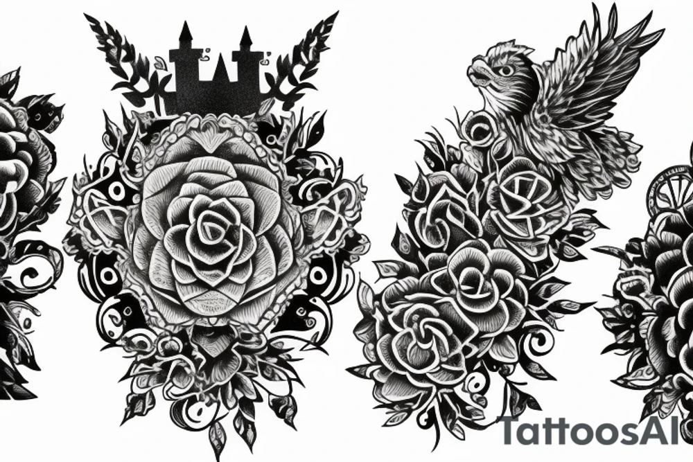 hard-painted castle tattoo idea