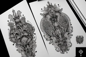 hard-painted castle tattoo idea