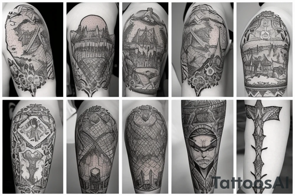 hard-painted castle tattoo idea