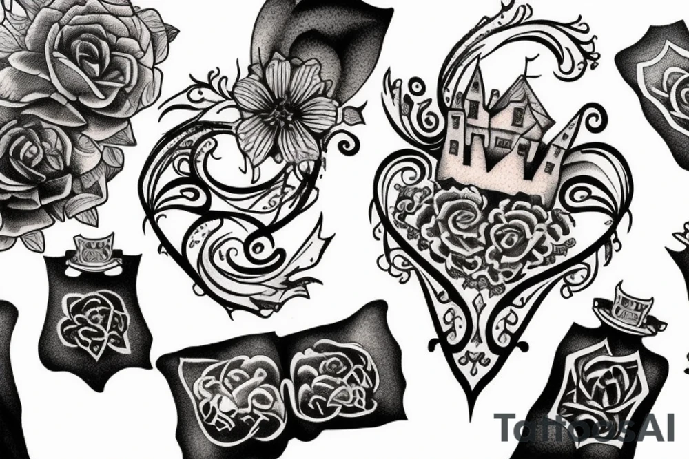 hard-painted castle tattoo idea