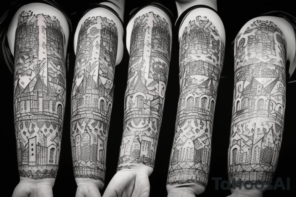 hard-painted castle tattoo idea