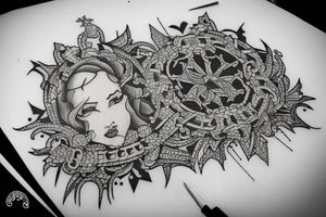 hard-painted castle tattoo idea