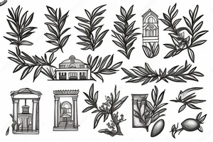 Greek house with olive tree tattoo idea