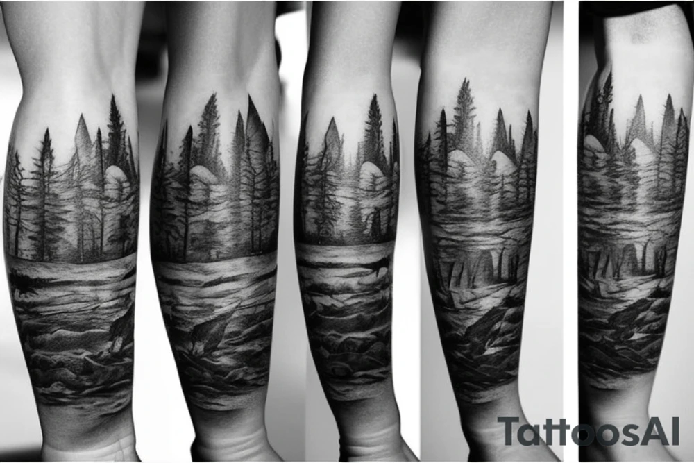 black castle in the forest tattoo idea