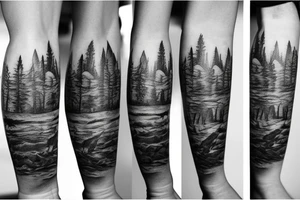 black castle in the forest tattoo idea
