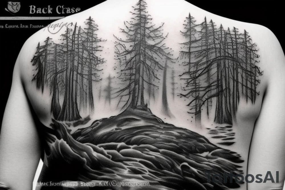 black castle in the forest tattoo idea