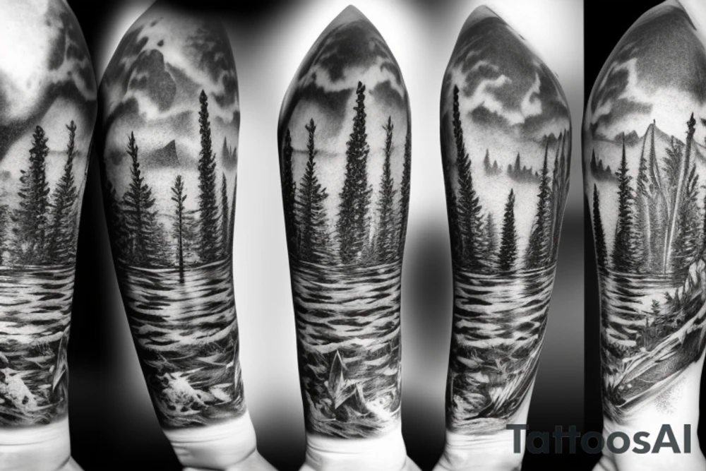 black castle in the forest tattoo idea