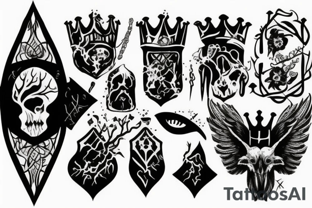 black castle in the forest tattoo idea