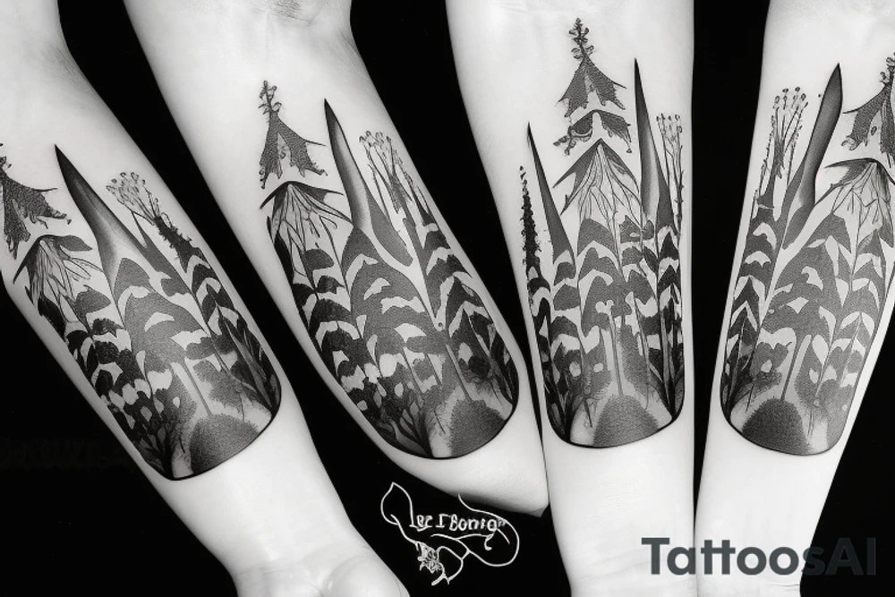 black castle in the forest tattoo idea