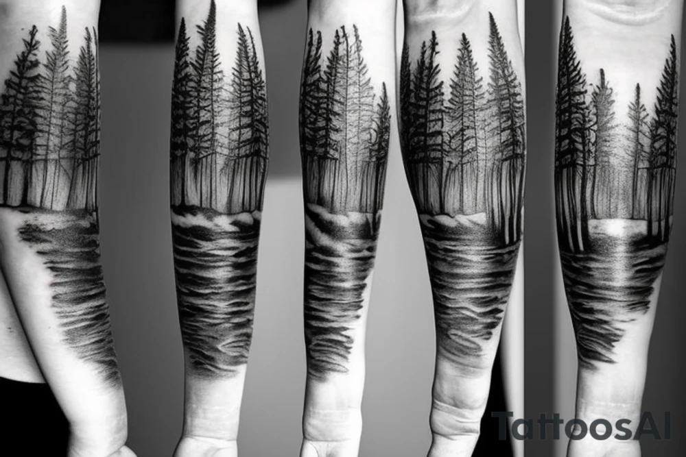 black castle in the forest tattoo idea