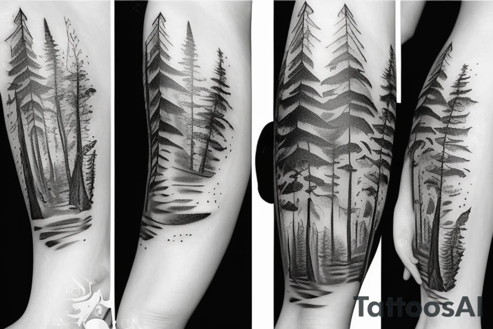 black castle in the forest tattoo idea