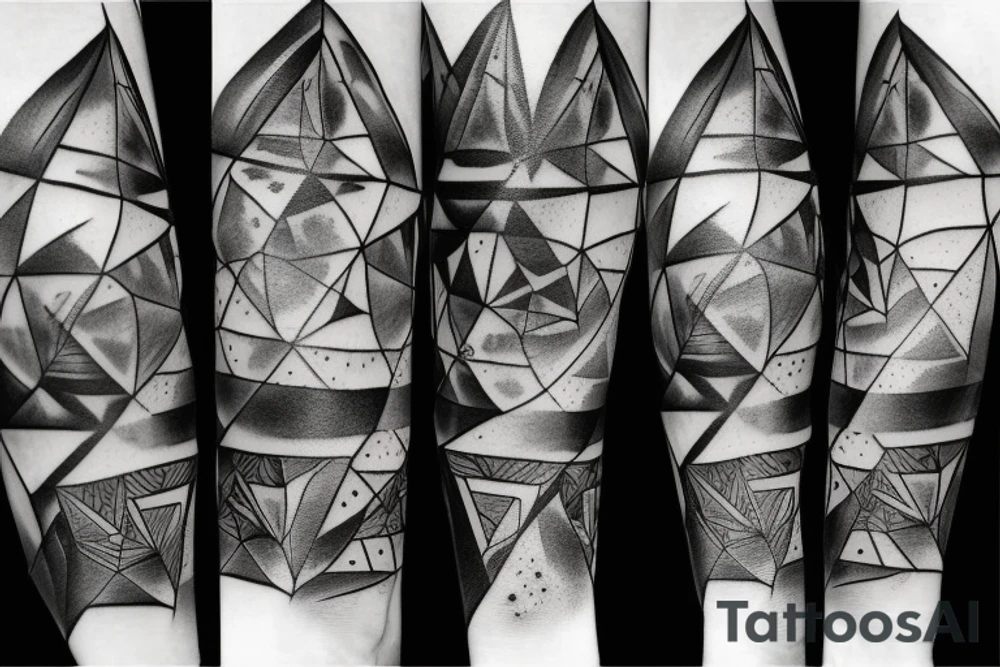 triangle black gray universe tattoo idea