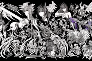 Final fantasy characters, magic, weapons and aeons tattoo idea