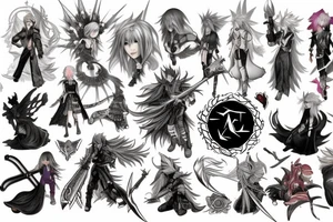 Final fantasy characters, magic, weapons and aeons tattoo idea