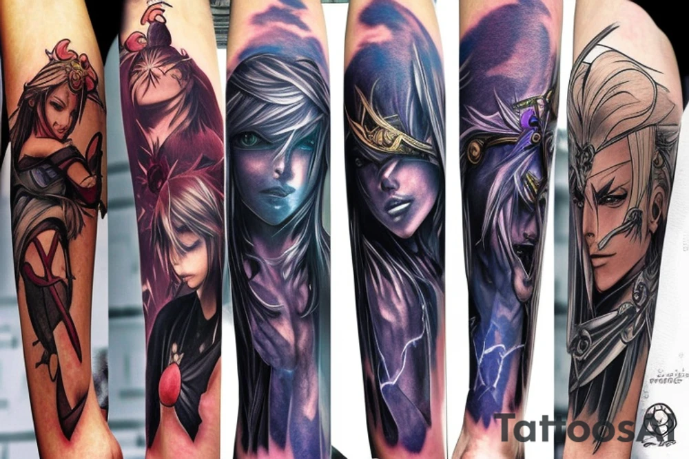 Final Fantasy characters, magic, symbols and summons tattoo idea