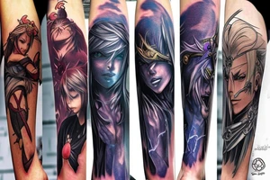 Final Fantasy characters, magic, symbols and summons tattoo idea