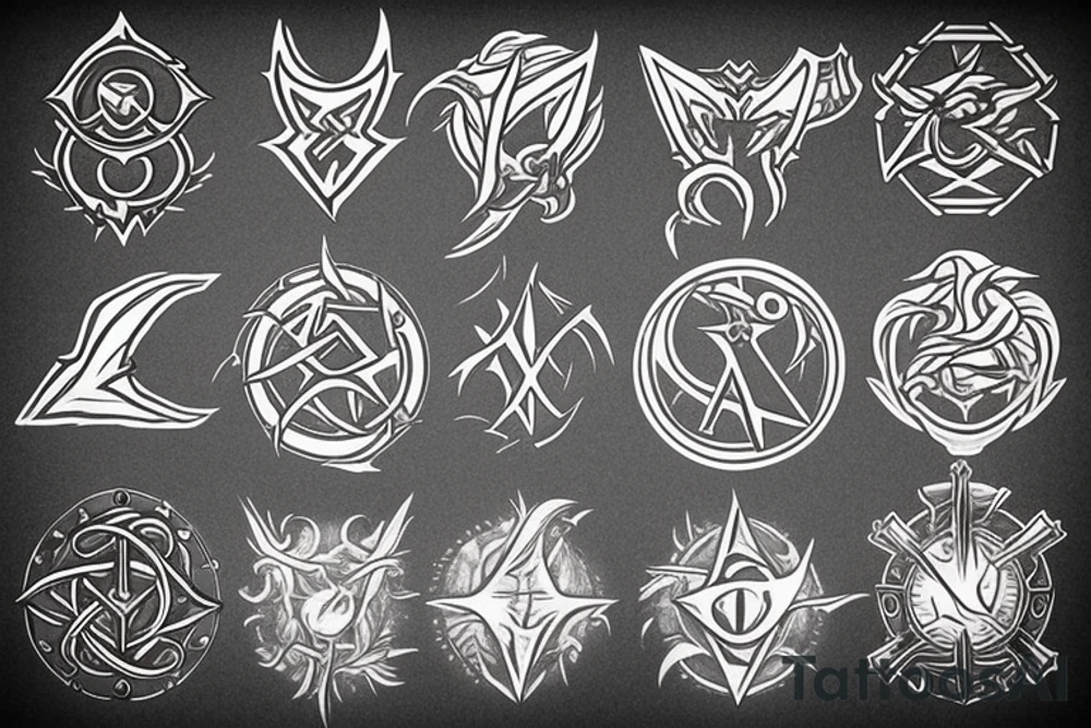 Final Fantasy magic icon or the symbols for the spells tattoo idea