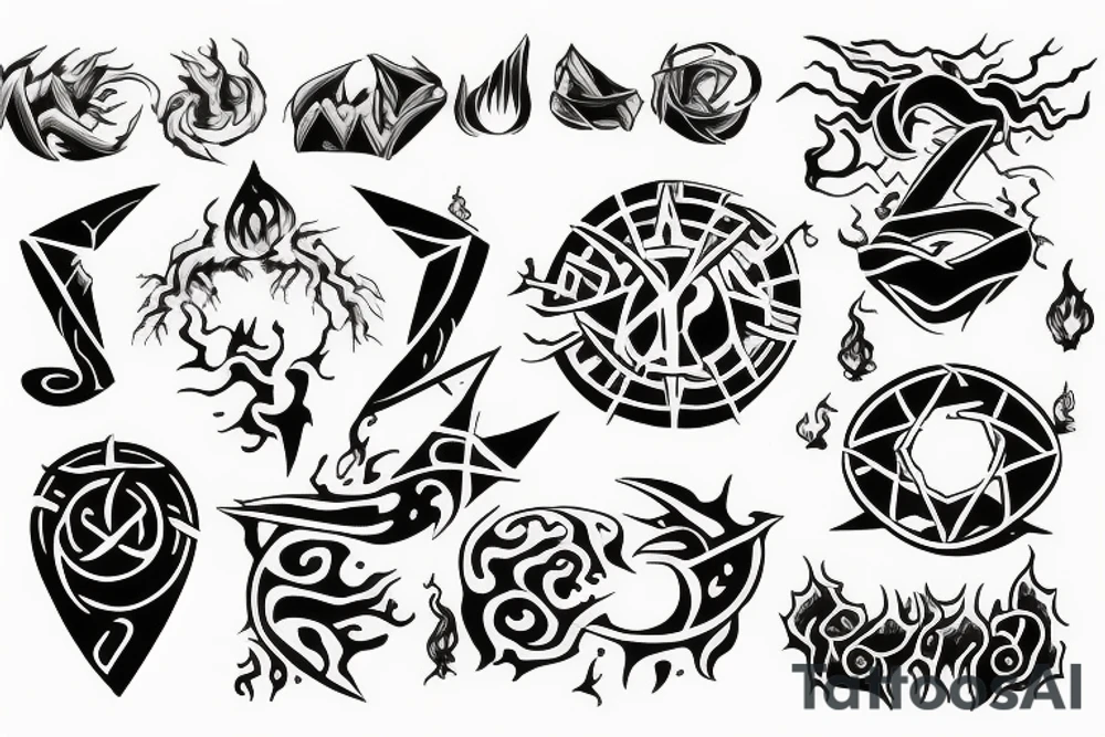 Elemental spell symbols tattoo idea