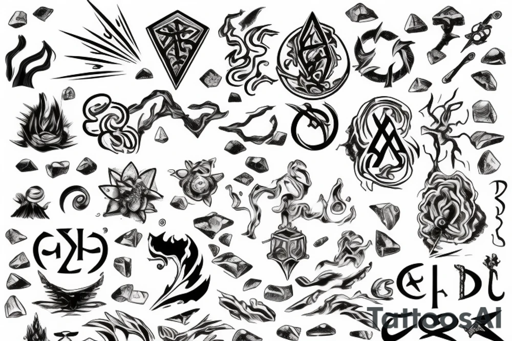 Elemental spell symbols tattoo idea