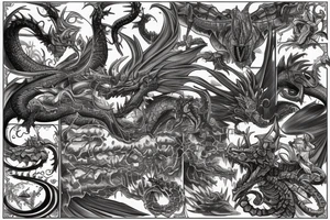 Bahamut and Leviathan fighting tattoo idea