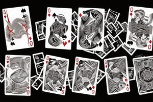 Playing cards with dragons and magical shadow background tattoo idea