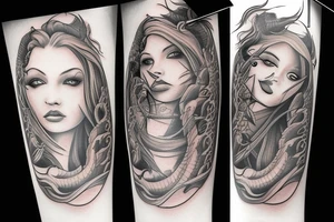 Half dragon half woman tattoo idea