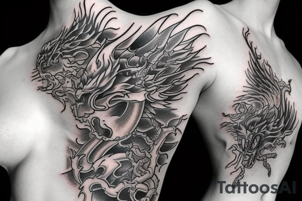 Half dragon half woman tattoo idea