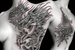 Half dragon half woman tattoo idea