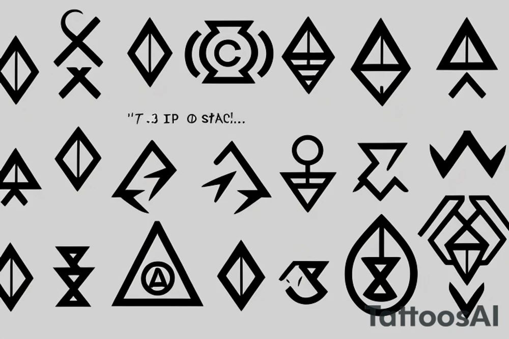 incorporate “2%”, “I > UP DOWN” (up down being symbols), the semicolon in an arrow and the 3 triangles, one solid, one broken and one without a base tattoo idea