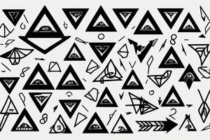 incorporate semicolon in an arrow and the 3 triangles, one solid, one broken and one without a base tattoo idea