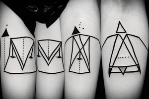 incorporate semicolon in an arrow and the 3 triangles, one solid, one broken and one without a base tattoo idea