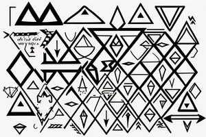 incorporate semicolon in an arrow and the 3 triangles, one solid, one broken and one without a base tattoo idea