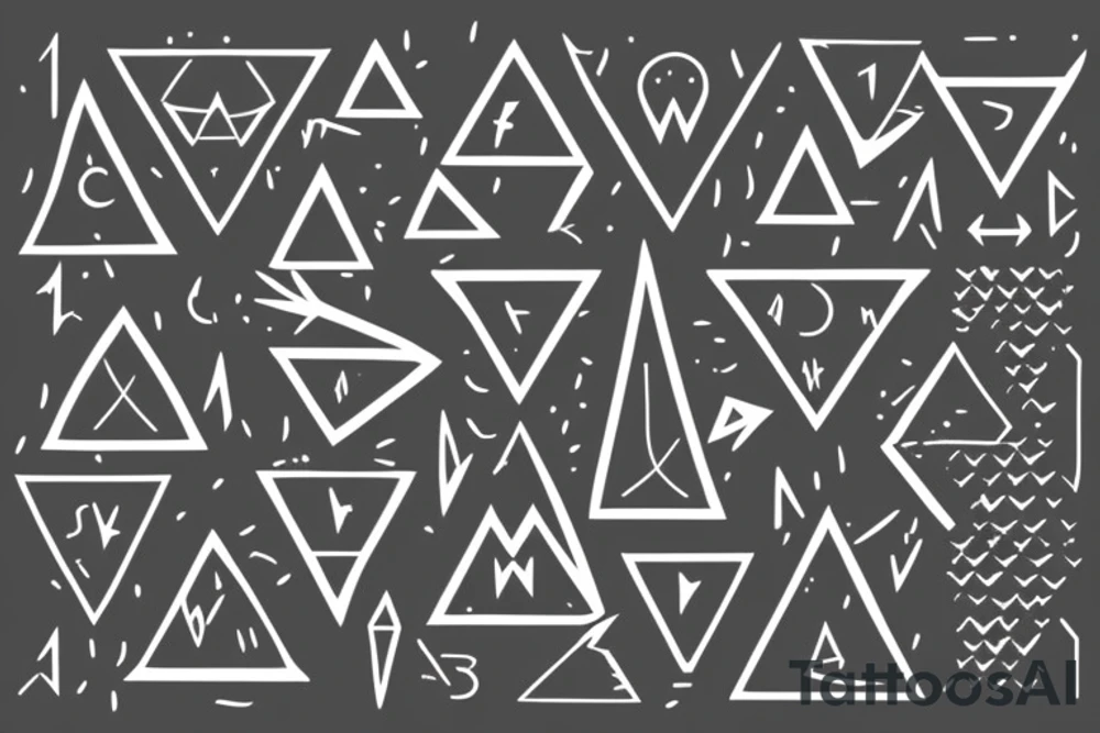 incorporate semicolon in an arrow and the 3 triangles, one solid, one broken and one without a base tattoo idea